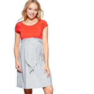 Maternal America Scoop Neck Front Tie Dress  Cherry/Seersucker Size XS (0-2)